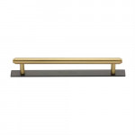 M Marcus Heritage Brass Stepped Design Cabinet Pull with Plate 160mm Centre to Centre